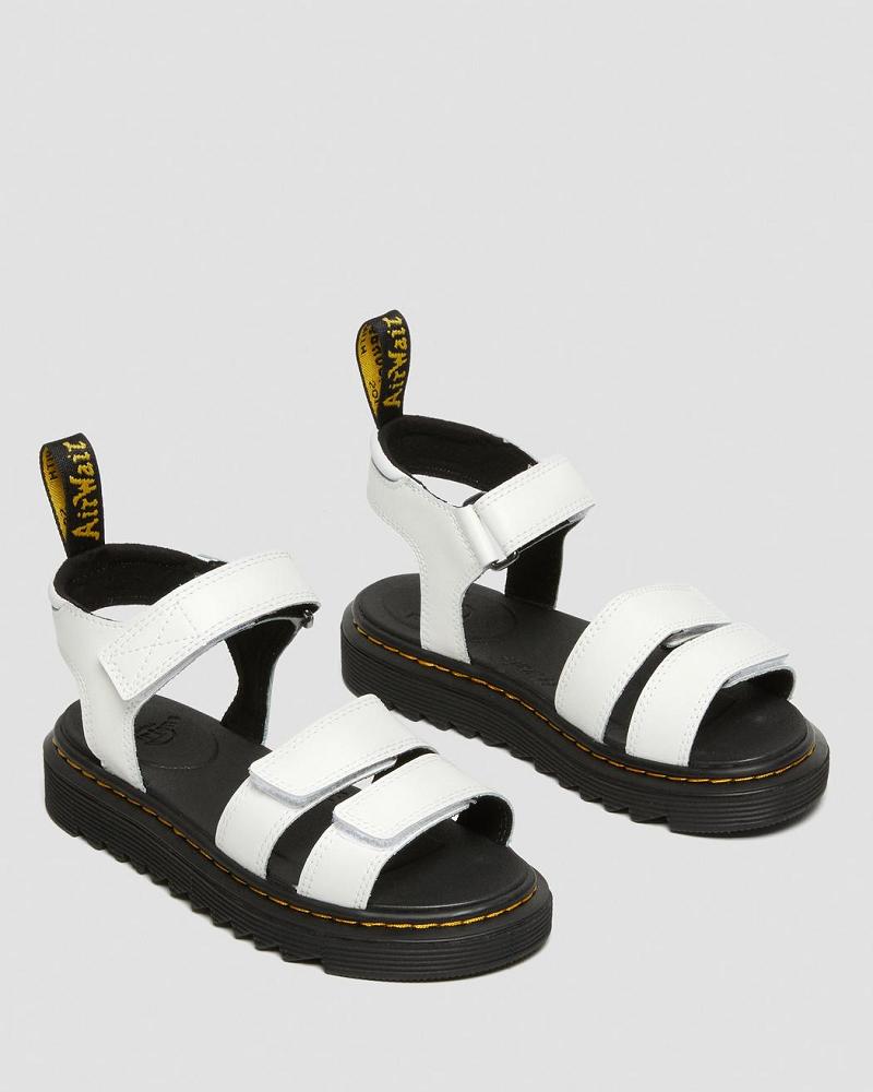 Kids' Dr Martens Junior Klaire Leather Strap Sandals White | AU 720XYU